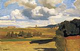 Campagna Canvas Paintings - The Roman Campagna with the Claudian Aqueduct